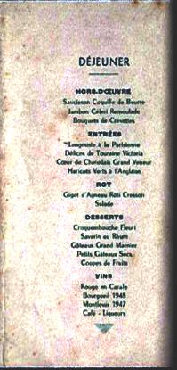 Menu Mariage Micheline et Hubert Laumonier